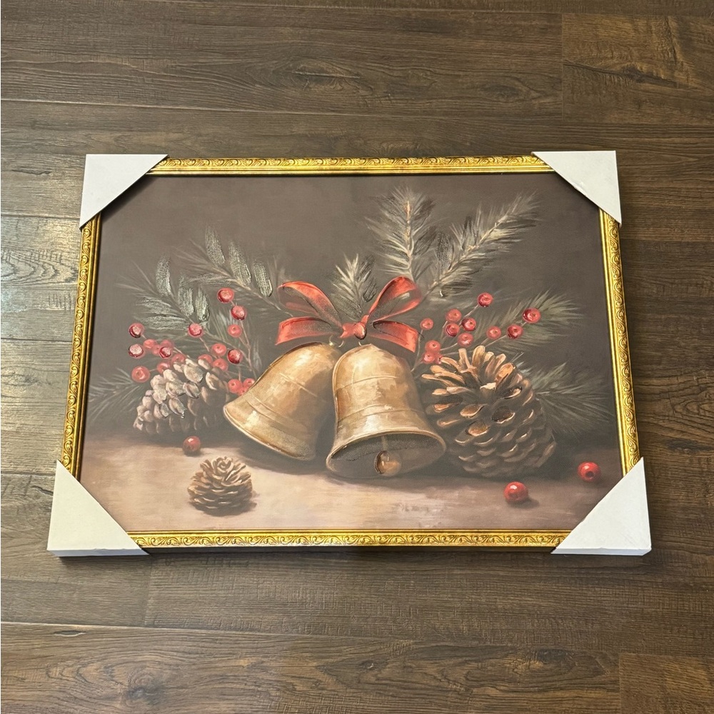 Festive Holiday Bells and Pinecones Wall Art